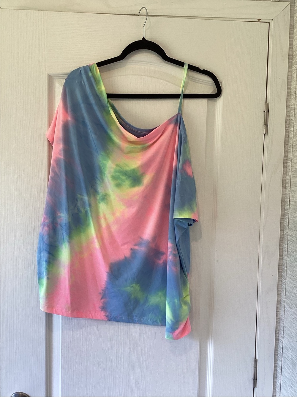 SHEIN Pastel Tie-Dye Off-Shoulder Blouse in Pink, Blue & Green 3XL EUC